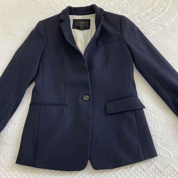 J Crew regent navy blue wool blazer jacket size 2